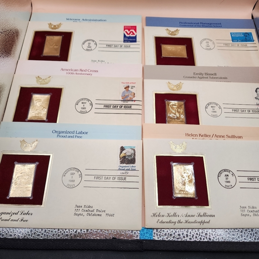 13 Mixed Lot Stamps Gold Replica First Day of Issue Helen Keller Medical Arts - Picture 2 of 3